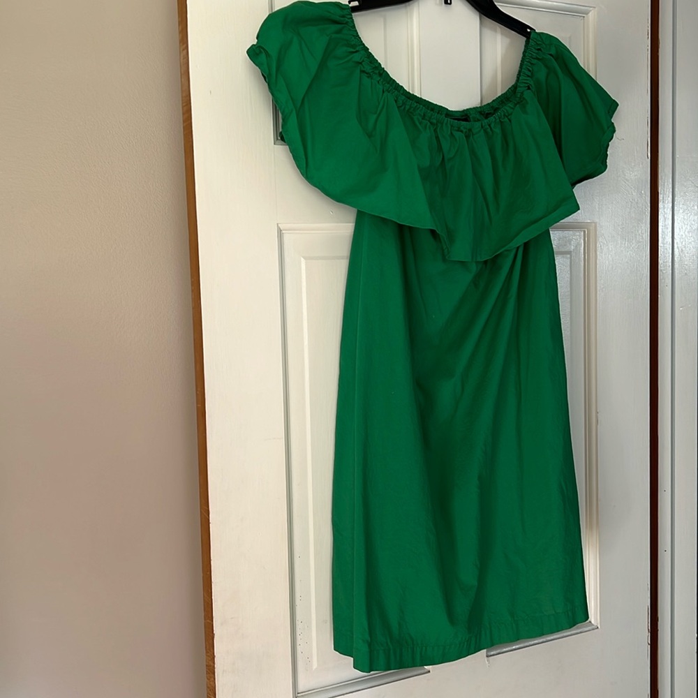Green off the shoulder dress
